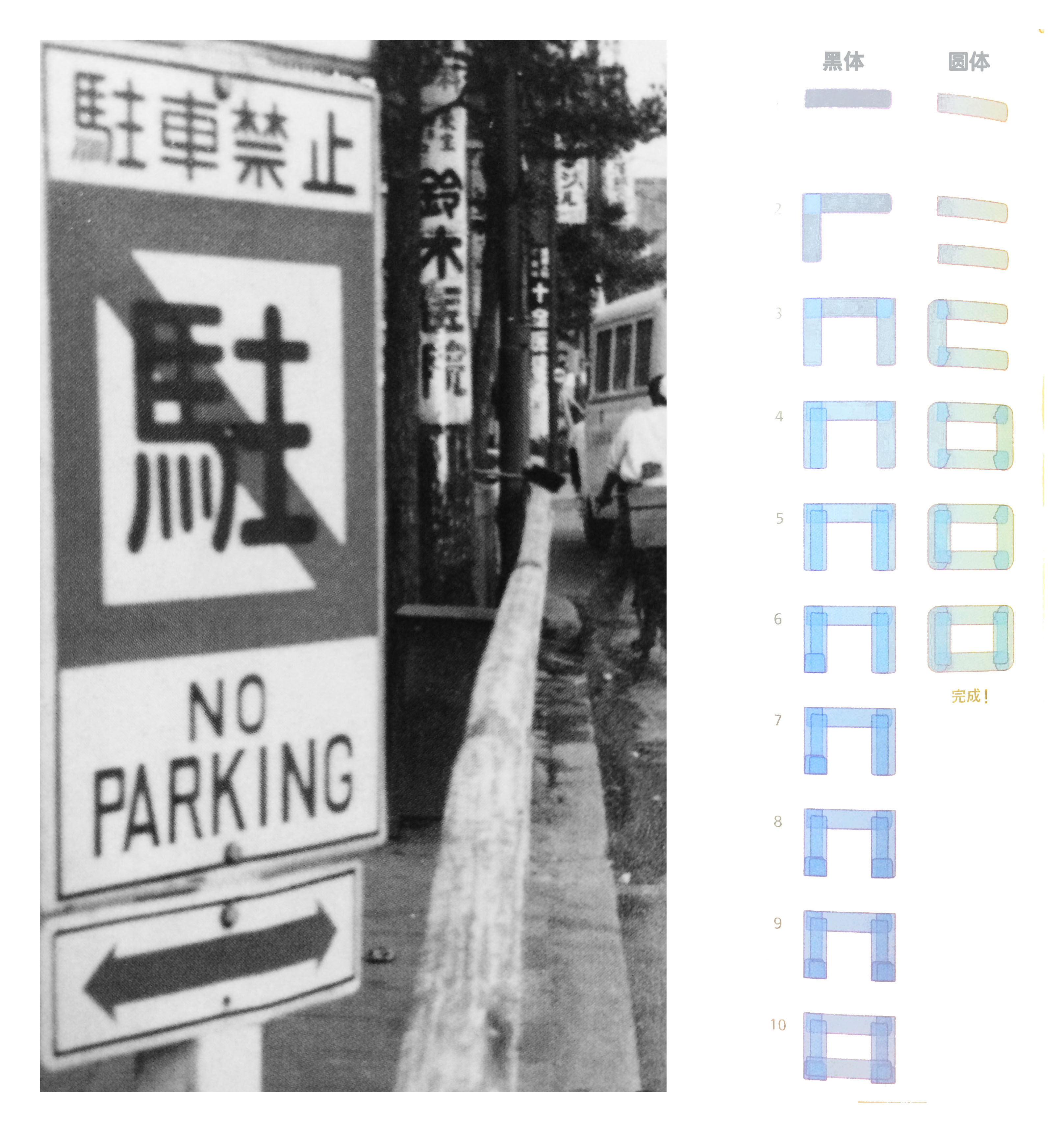 title:街头 黑体和圆体的对比 alt:街头 黑体和圆体的对比